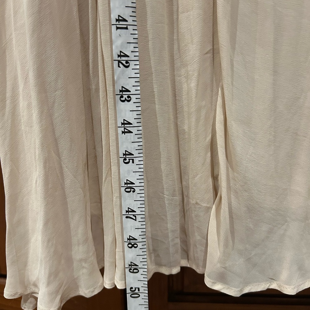 NWT ANTHROPOLOGIE Long Sleeve Sheer Pleated Maxi Dress Neutral XS-M - Picture 15 of 16